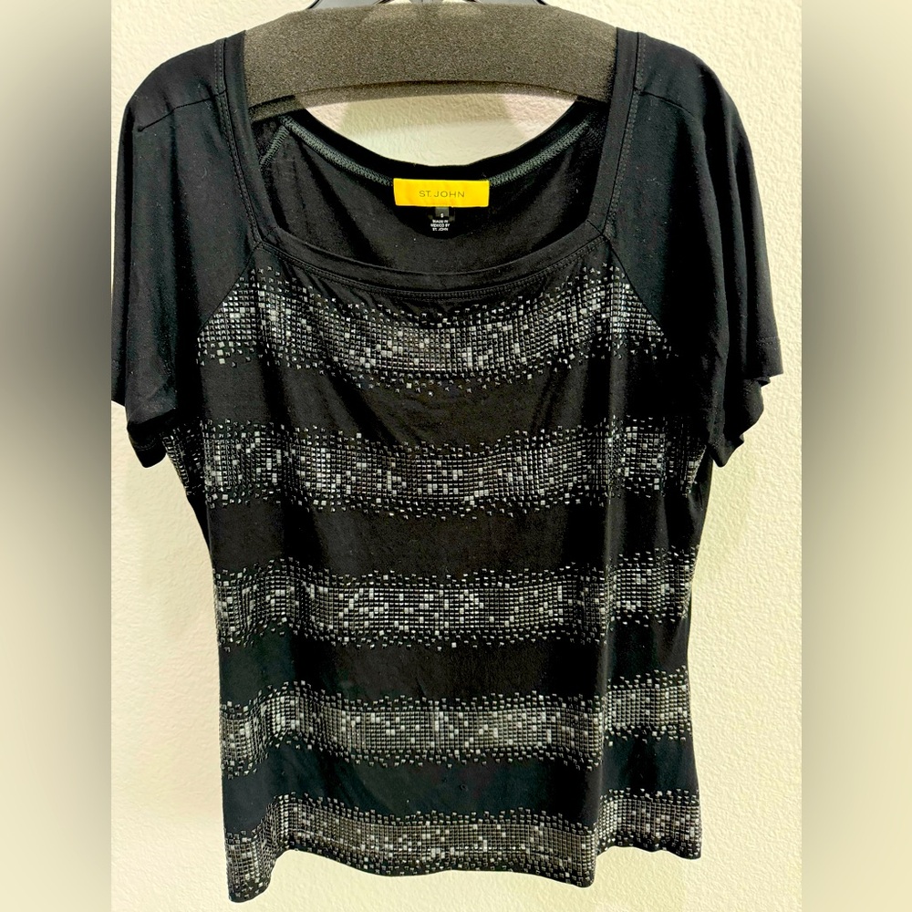 Black St. John Top With Metals Stud